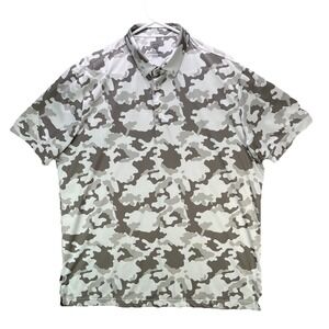 Mizzen+Main Versa Polo Shirt Mens Large White Camo Print Classic Stretch Golf